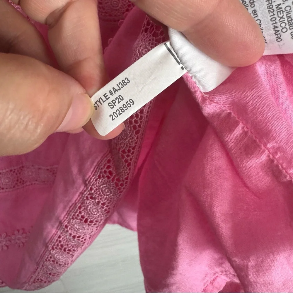 J. Crew Pink Blouse with Embroidered‎ Details eyelit flirty